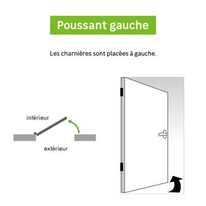 Bloc-porte fin de chantier MDF Madrid 2 H.204 x l.73 cm, poussant gauche