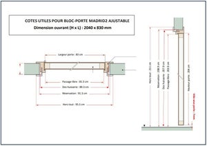 Bloc-porte fin de chantier MDF Madrid 2 H.204 x l.83 cm, poussant droit