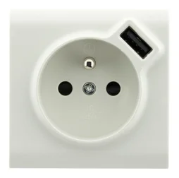 Prise avec terre et prise chargeur usb saillie, complet Besto, blanc