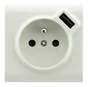 Prise avec terre et prise chargeur usb saillie, complet Besto, blanc