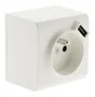 Prise avec terre et prise chargeur usb saillie, complet Besto, blanc