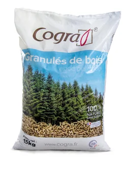 Granulés de bois COGRA en sac, 15 kg