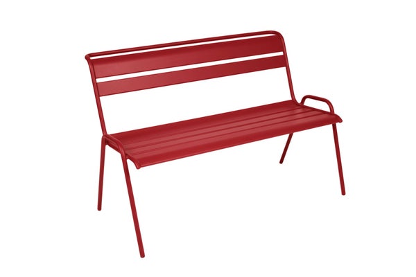 Banc 2 places de jardin FERMOB Monceau en acier rouge