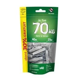 Lot de 40 chevilles nordtech RED HEAD, Ø8 x L.40 mm