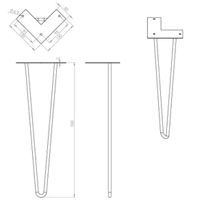 Pied de table design fixe acier époxy noir, de 30 à 50 cm