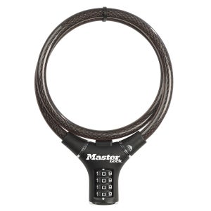 Câble antivol vélo, MASTER LOCK, L.0.9 m x diam.12 mm