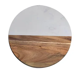 Planche à découper ronde en acacia et marbre l.25 x L.25 cm
