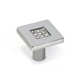 Bouton De Meuble Carré Argent Zamak H.23 X L.28 X P.28 Mm