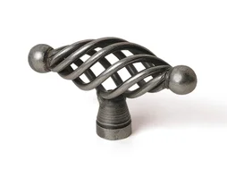 Bouton De Meuble Elliptique Argent Acier H.36 X L.62 X P.23 Mm