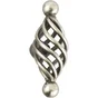 Bouton De Meuble Elliptique Argent Acier H.36 X L.62 X P.23 Mm