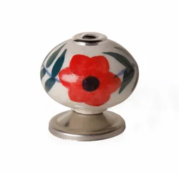 Bouton de meuble rond Boule, porcelaine multicouleur, Diam.40 mm