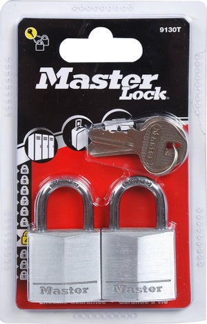 Lot de 2 cadenas à clé en aluminium, MASTER LOCK, l.30 mm