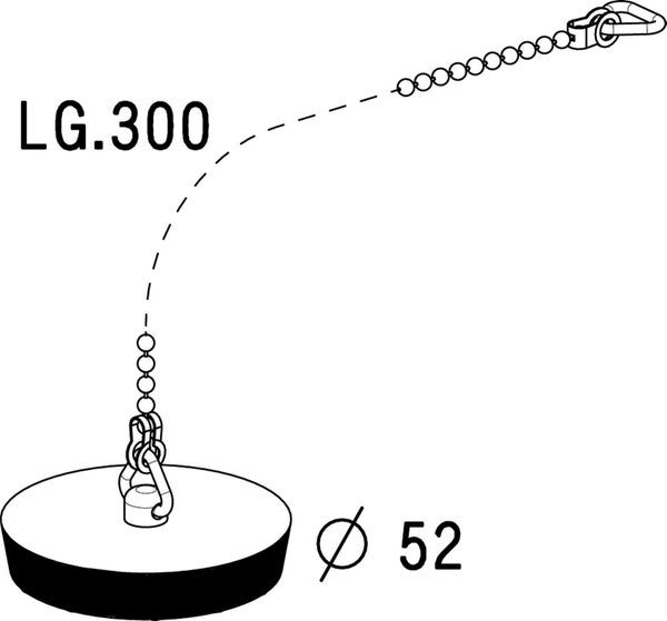 Bouchon pour évier, anneau et chaîne, 30 cm, diam. 52 mm