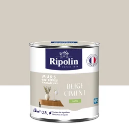 Peinture beige ciment mur, boiserie, radiateur RIPOLIN satine 0.5 l