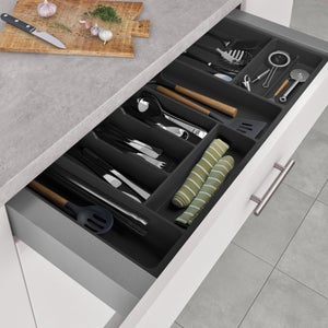 Range-couverts plastique pour tiroir, DELINIA, 80cm l.69.8 x P.46 cm, gris