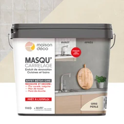 Enduit Masqu'carrelage et mur MAISON DECO, Gris perle, 9 kg