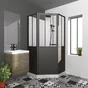 Cabine de douche carrée ARTELO, porte pivot, Ep.6mm L.100 x 100 x H.220 cm, vt/noir