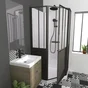 Cabine de douche carrée ARTELO, porte pivot, Ep.6mm L.100 x 100 x H.220 cm, vt/noir