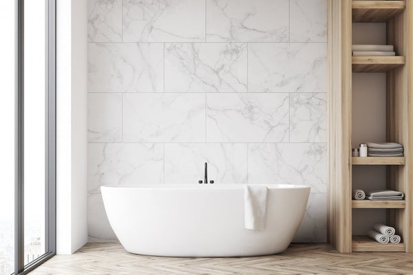 Dalle murale PVC calacatta DUMAWALL, L. 65 x l. 37.5 cm, Ep. 5 mm