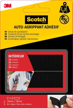 4 bandes auto-agrippantes noir intérieur SCOTCH L.7.6 x l.19 mm