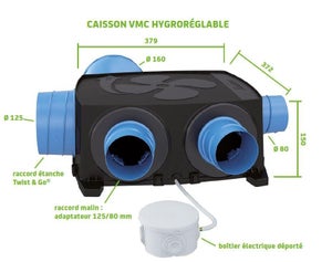 Kit VMC simple flux hygroréglable SAUTER Gauli basse consommation extra plat