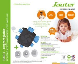 Kit VMC simple flux hygroréglable SAUTER Gauli basse consommation extra plat
