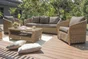 Salon bas de jardin resine tressee naturel Havana DCB GARDEN, 5 personnes