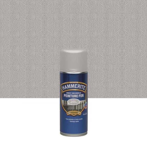Peinture fer Aérosol direct sur rouille HAMMERITE gris ardoise martelé 0.4 l
