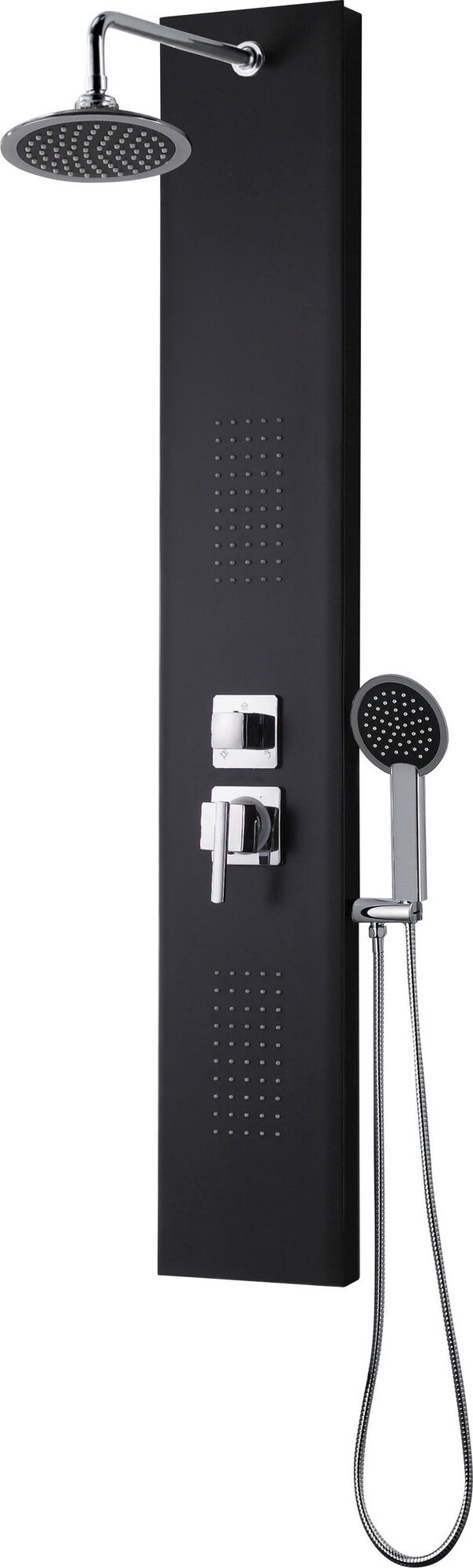 Colonne de douche hydromassante avec robinetterie, noir, Houka