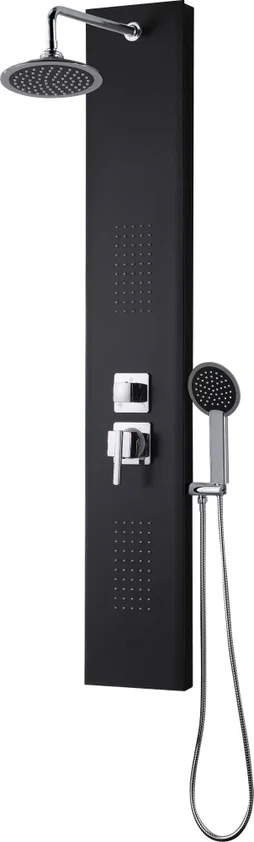 Colonne de douche hydromassante avec robinetterie, noir, Houka