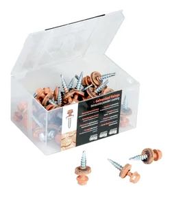 Boite de 40 vis en acier galvanises 28mm terracotta auto-perforante IKO