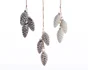 Deco Noel a suspendre verre pomme de pin blanc/beige/marron h6cm-unite