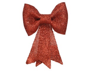 Deco Noel a suspendre plastique noeud rouge paillette h40x31x7cm