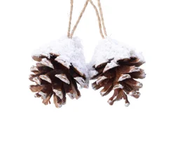 Deco Noel a suspendre pomme de pin enneige 6x5x5cm
