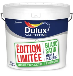 Peinture mur et plafond, DELUX VALENTINE, satin blanc, 10 litres