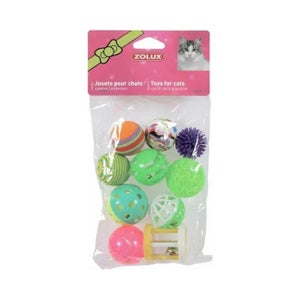 Jouet chat 10 balles multiforme 4cm