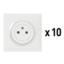 Lot de 10 prises affleurante avec terre Dooxie, LEGRAND, blanc