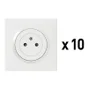 Lot de 10 prises affleurante avec terre Dooxie, LEGRAND, blanc