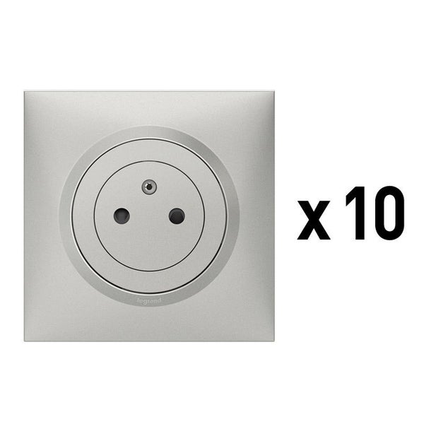 Lot de 10 prises avec terre Dooxie, LEGRAND, aluminium