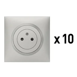 Lot de 10 prises avec terre Dooxie, LEGRAND, aluminium