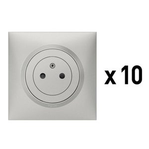 Lot de 10 prises avec terre Dooxie, LEGRAND, aluminium
