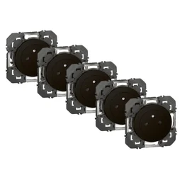 Lot de 5 prises avec terre, à assembler Dooxie, LEGRAND, noir