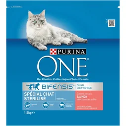 Croquette chat stérilisé PURINA ONE saumon/ble 1,5kg