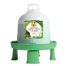 Abreuvoir double cylindre avec pieds ligne verte, 6l, diam. 33 cm, H. 32 cm CHIKA