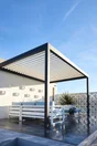 Pergola bioclimatique adossée Caleta aluminium, 12 m² gris anthracite