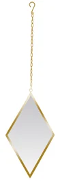 Miroir losange chainette métal, noir, l.21 x H.36 cm