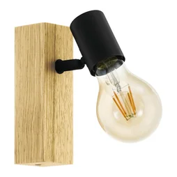 Spot patère, bois noir E27 max 10 W, EGLO Townshend noir