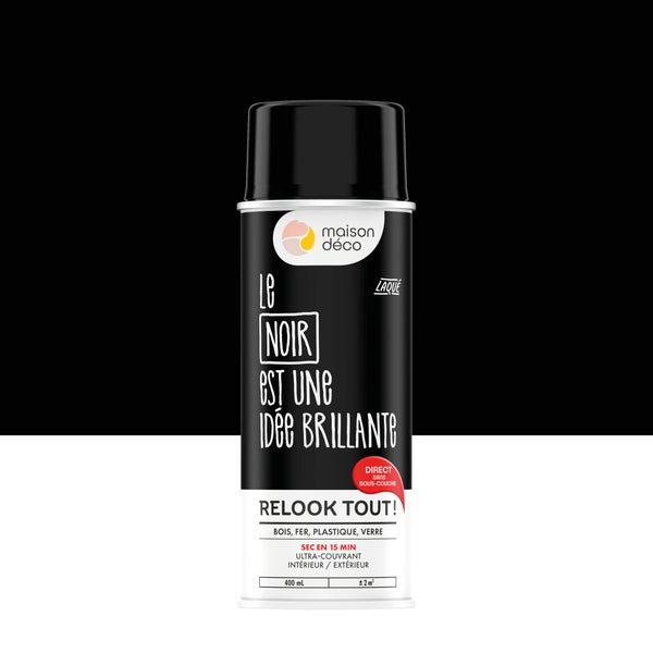 Peinture aérosol relook tout MAISON DECO noir brillant 0.400 L