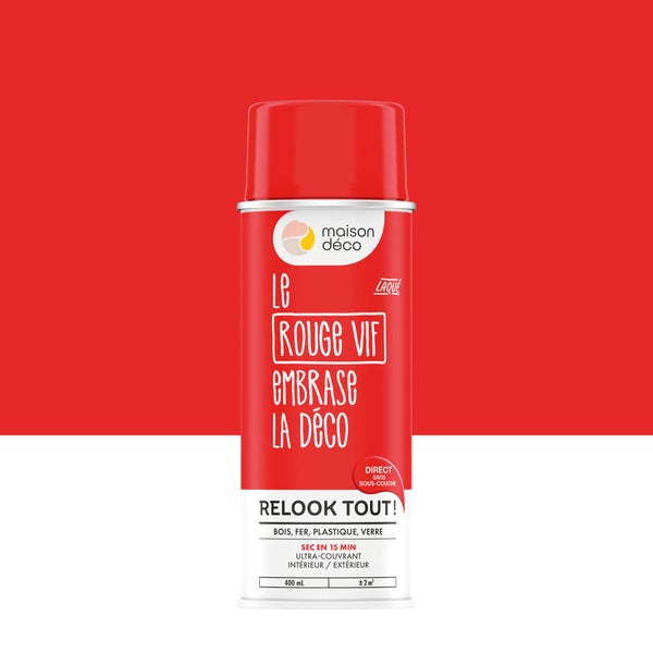 Peinture aérosol relook tout MAISON DECO rouge vif brillant 0.400 L