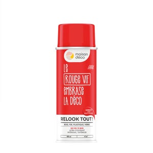 Peinture aérosol relook tout MAISON DECO rouge vif brillant 0.400 L